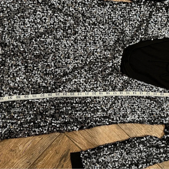 Free People Black Sequin Dress long sleeve backless medium - Picture 6 of 8